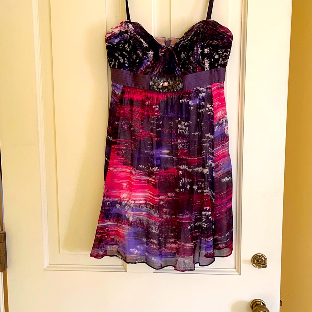 Strapless jewel toned BCBG dress